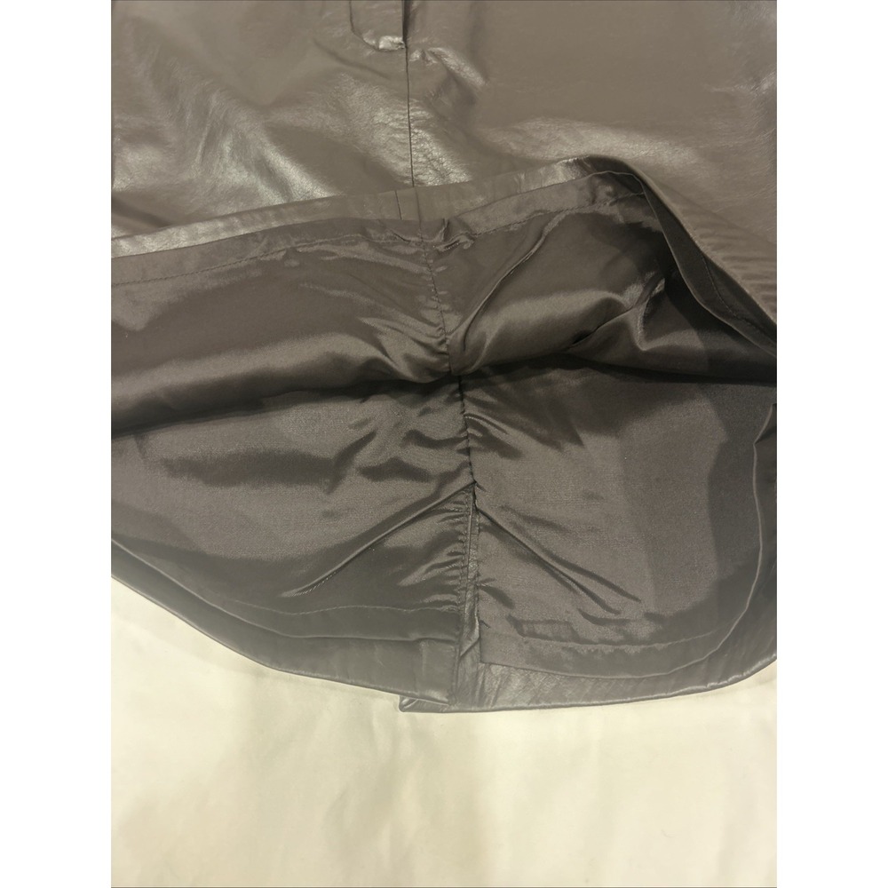 Apostrophe Genuine Leather Pencil Skirt Brown Size 6 Vintage Y2K 90s Minimalist - Picture 10 of 12